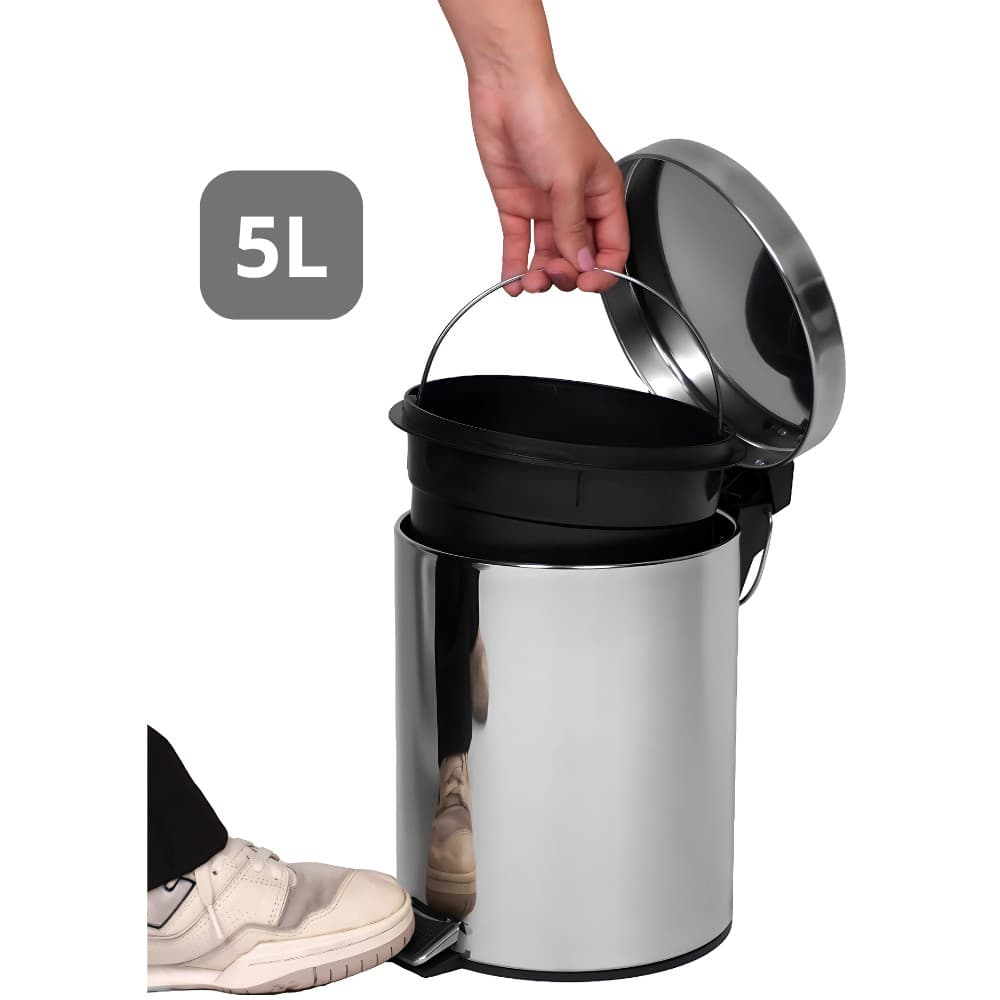 Lixeira Aço Inox 5L com Pedal Cozinha Banheiro