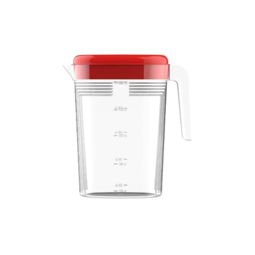 Jarra Plástica Retangular Com Tampa BPA Free Vermelha 2,3L Para Sucos Cozinha