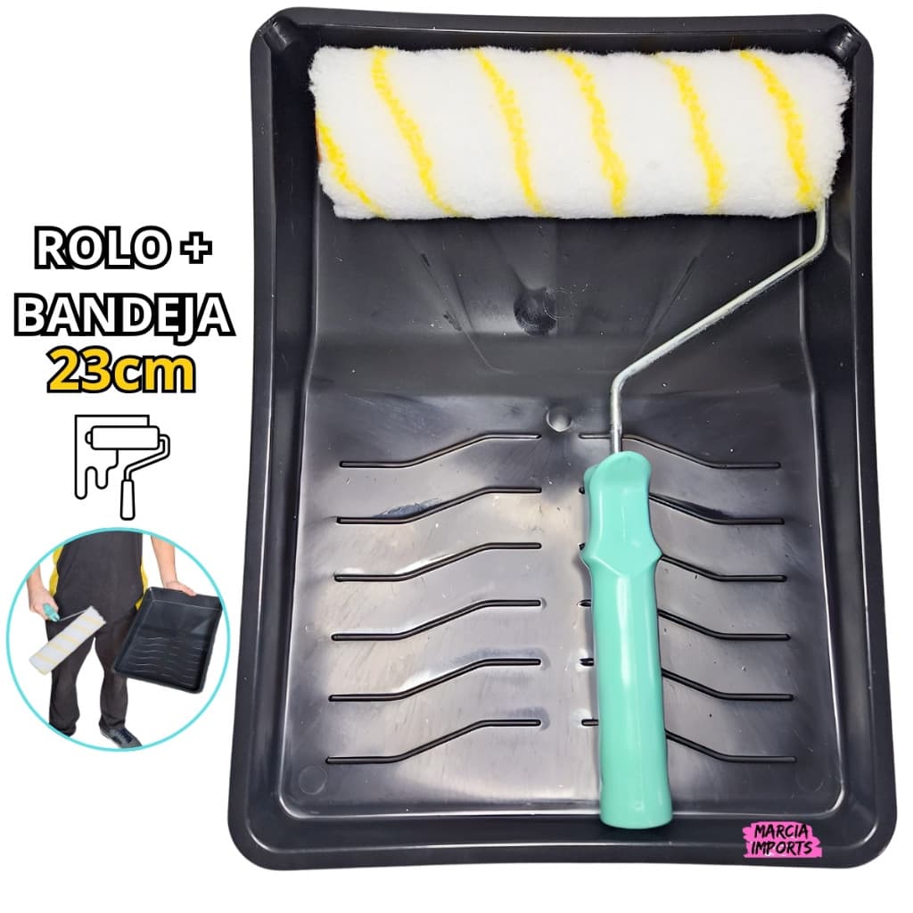 Conjunto pra Pintor Rolo Pintura Suporte + Bandeja Grande de 37cm Conjunto Pintor