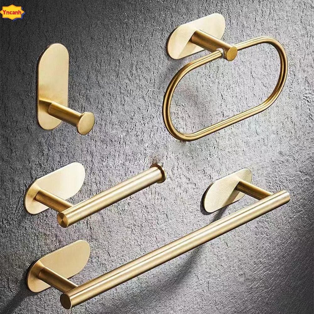 Suporte De Toalha YNCANH , Gancho De Banheiro Sem Perfuração De Aço Inoxidável , Organizador Dourado Autoadesivo Para Ca