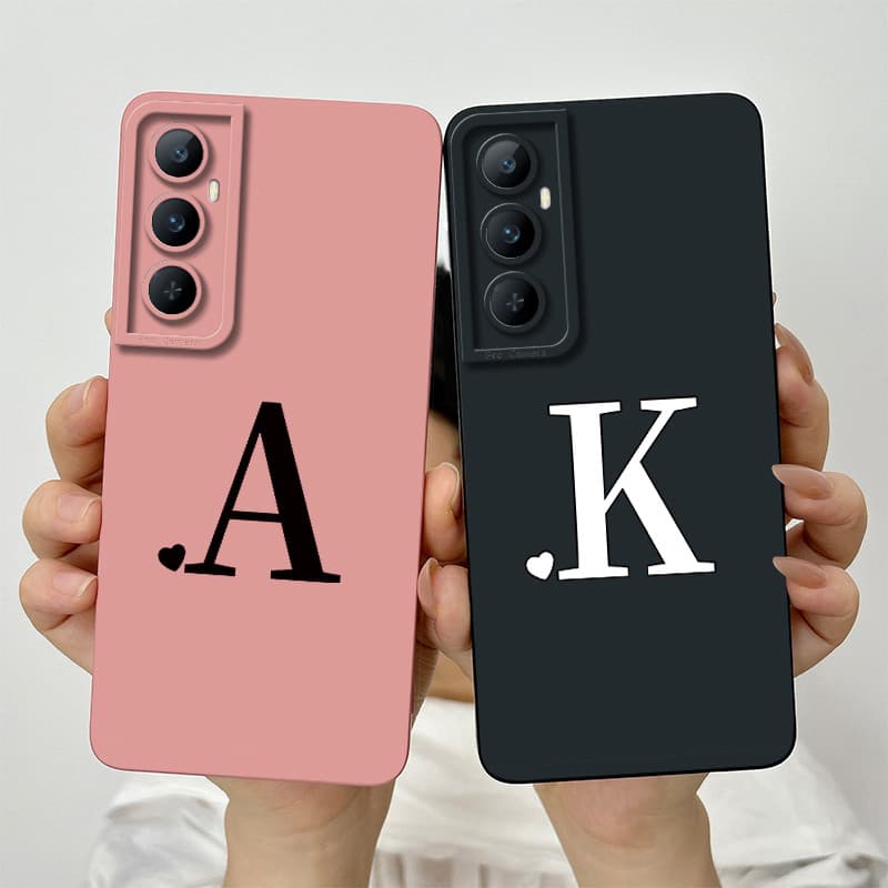 Para Realme C65 Bonito Letras Iniciais Lente Da Câmera Caso Protetor À Prova De Choque RealmeC65 C 65 4G Silicone Macio