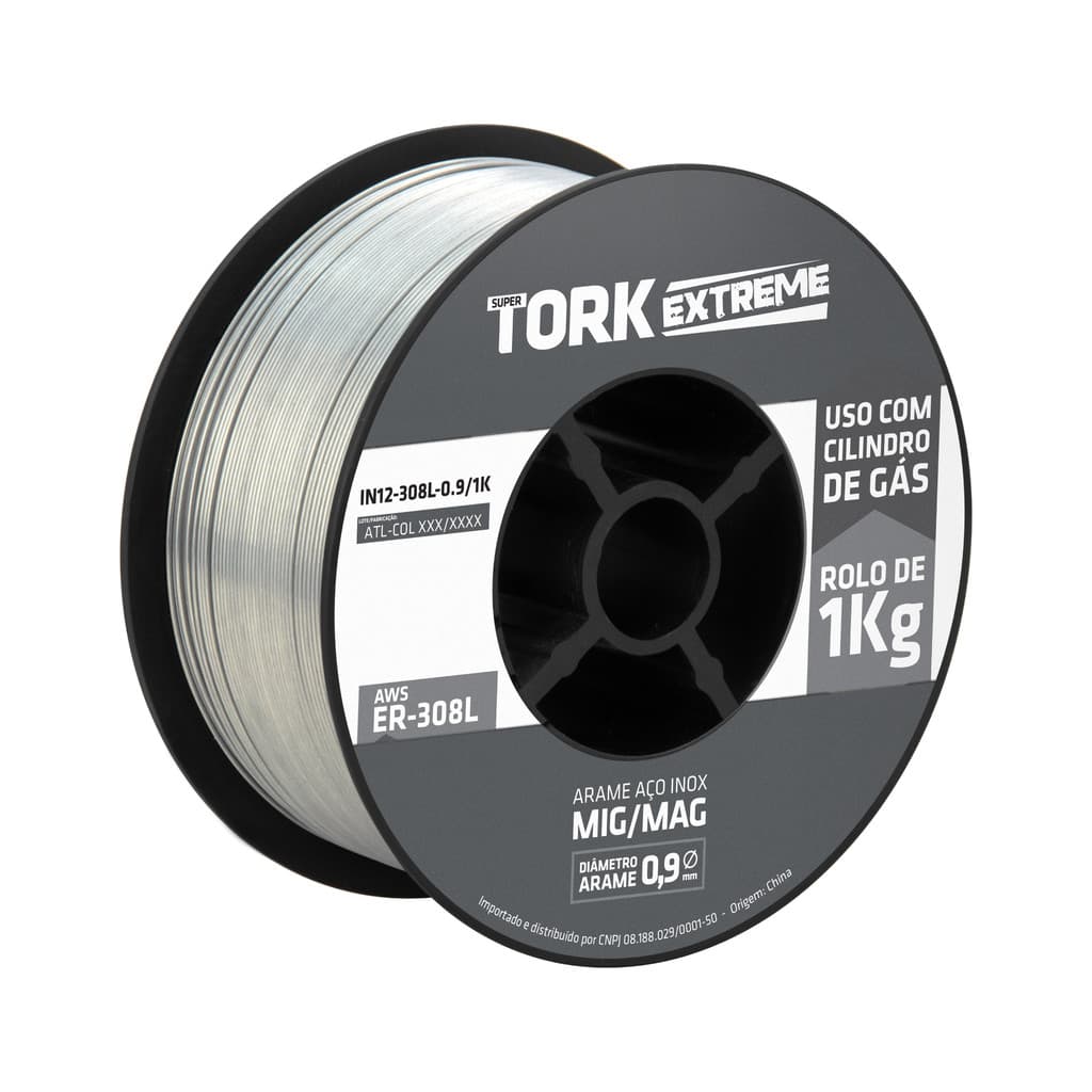Arame para Solda Mig Inox Uso com gás 0.9mm Rolo de 1Kg Tork