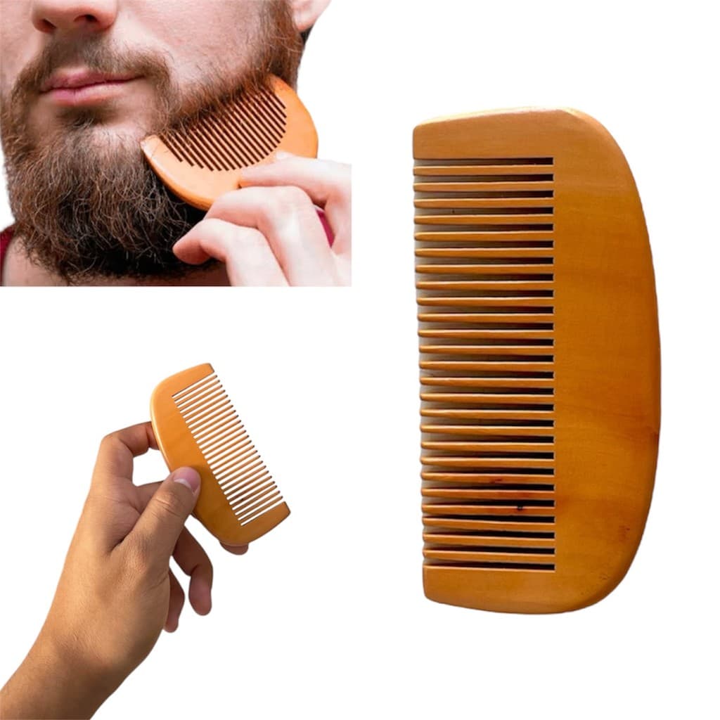 Pente De Madeira Barba Bigode Alinha Fios