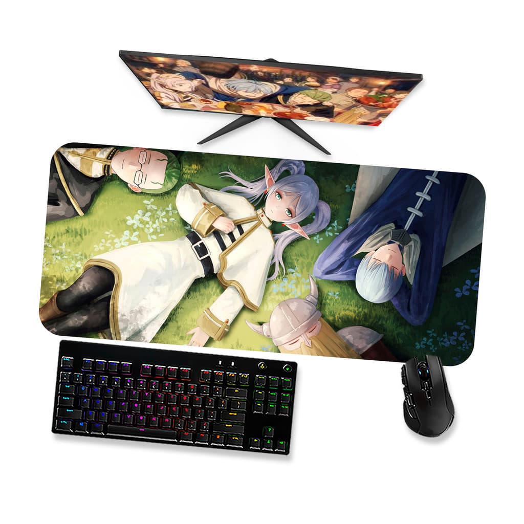Mouse Pad Gamer Grande  SOUSOU NO FRIEREN FRIEREN E GRUPO DE HEROIS 2  90x40 80x40 60x40 70x30 45x40