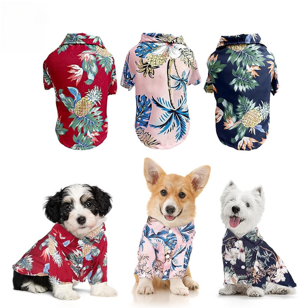 Roupas para cães Jaqueta estilo praia Colete havaiano Camiseta para cães e gatos Colete HVYF