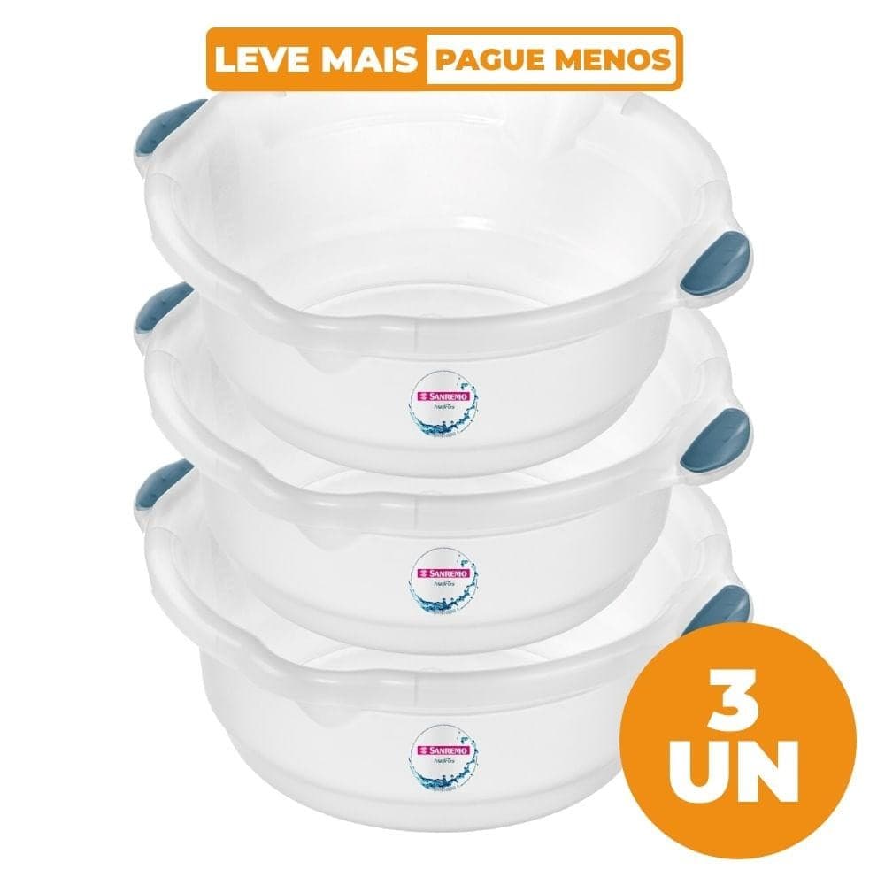 Kit 3 Bacias Plásticas Transparentes 27,5L Hydrus Sanremo