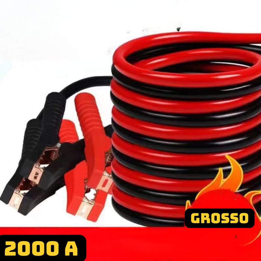 Cabo Auxiliar De Carga Automotivo Bateria Chupeta De 1.200/2000amp Caminhão Carro  2 a  5 Metros Grosso