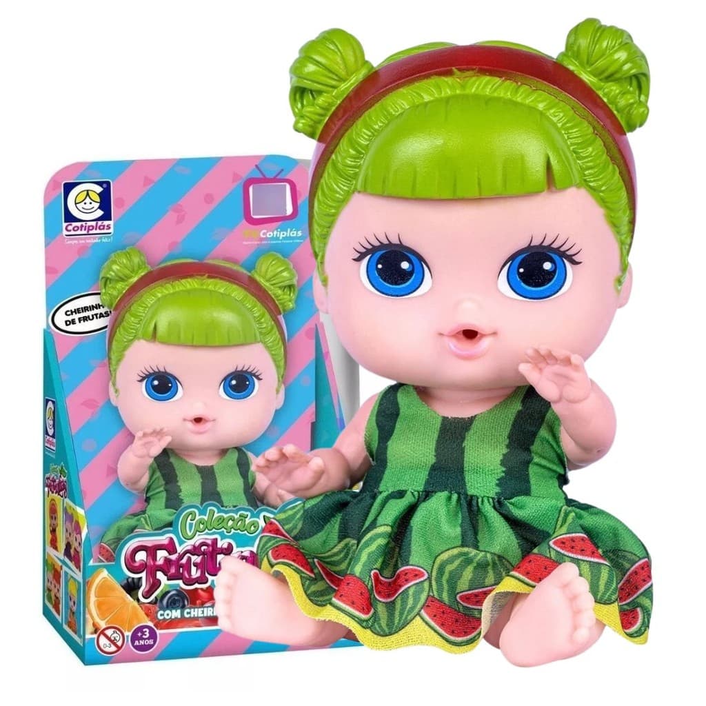 Boneca Coleção Frutinhas com Cheirinho de Melancia Brinquedo Menina Bebe Cotiplás