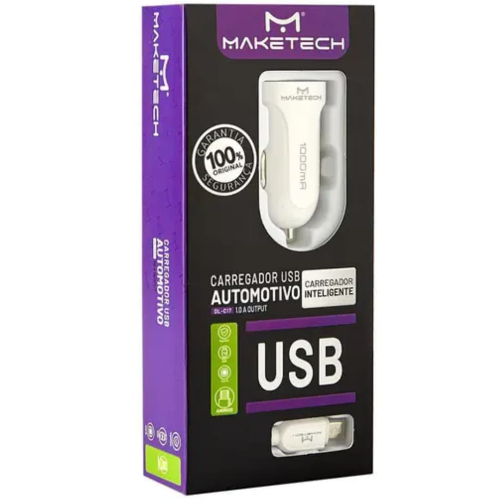 CARREGADOR VEICULAR C/ CABO V8 MAKETECH DL-C17