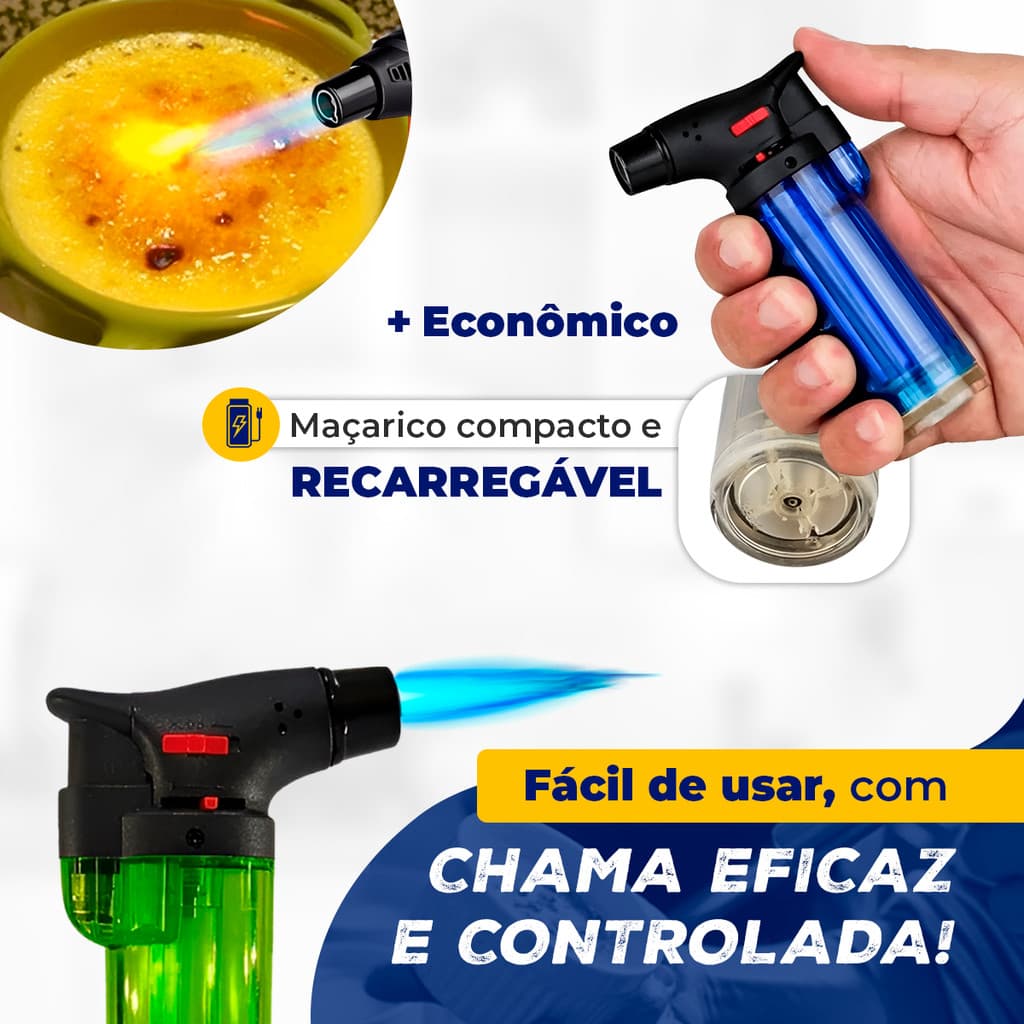 kit 1,2e3 Mini Maçarico Culinário Portátil Recarregavel Com trava Cozinha Não Acompanha Gás Cor Sortida, envio imediato.