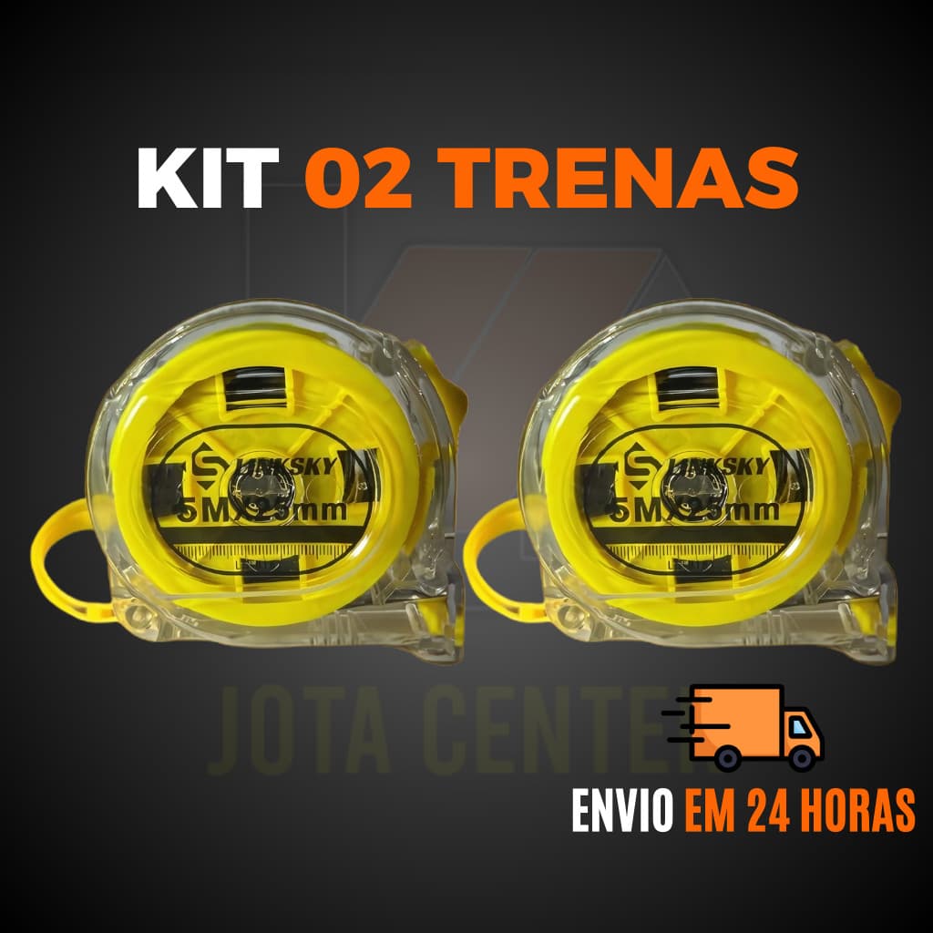 Kit Trena Métrica 5 Metros Transparente Fita de Aço Profissional com Trava