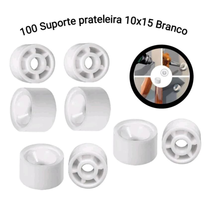 Kit 500 Suporte  Roldana  Prateleira Tubinho 10x15 Branco para Móveis.