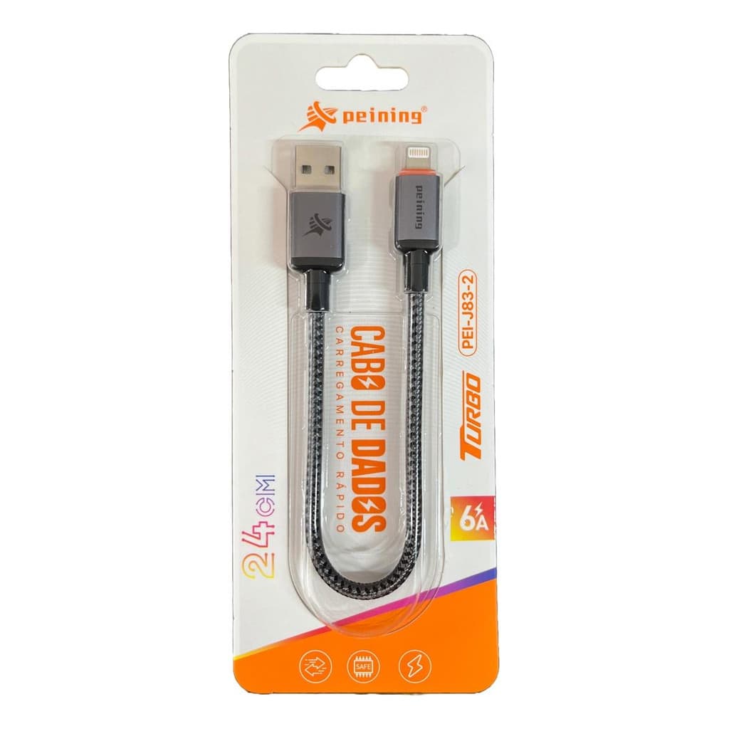 Cabo para Iphone Curto 20cm Lightning USB Nylon Reforçado CarPlay Carro Moto Power Bank