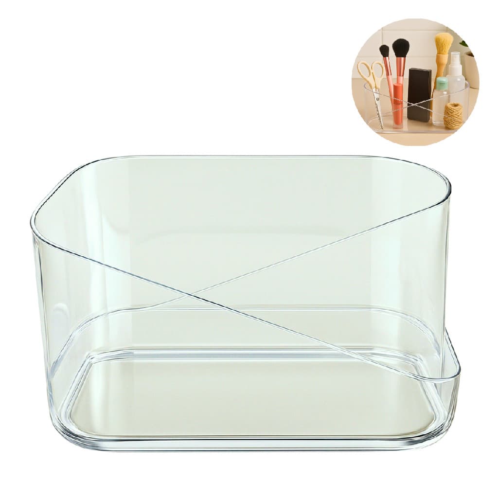 Organizador de Maquiagem Acrílico Transparente Porta Pincel lápis Talheres Maquiagem Papelaria Cosméticos com Divisórias