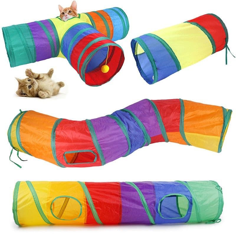 Túnel Colorido Treinamento  Interativo Cachorro Coelho Gatos Labirinto Dobrável Pet Playground Toca