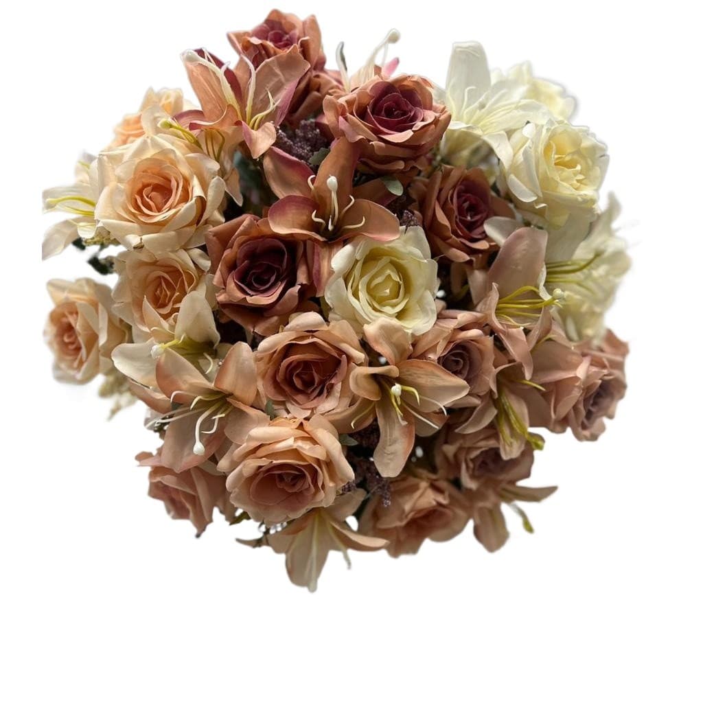Buque de Lírio e Rosa Artificial c 7 galhos para decoração, casamento, festa, arranjos.../ 0022