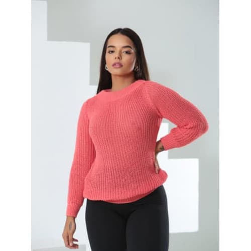 Blusa Feminina Manga Longa Tricô Detalhe Furadinho Estiloso