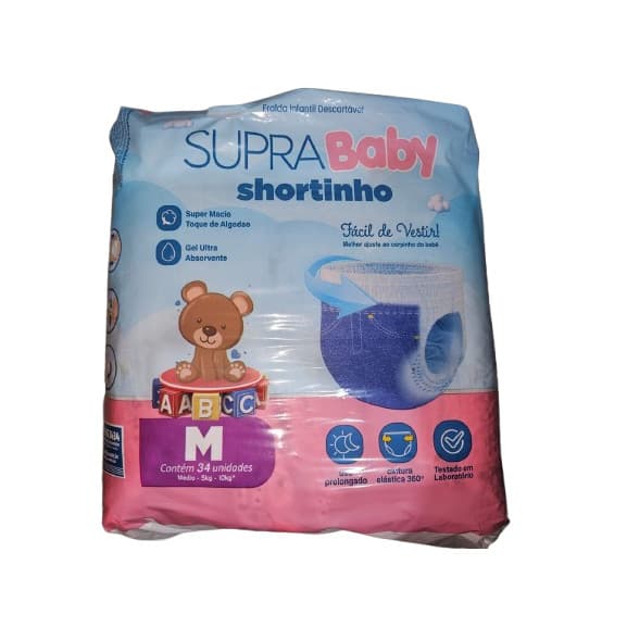 FRALDA SUPRA BABY SHORTINHO M 34 UND