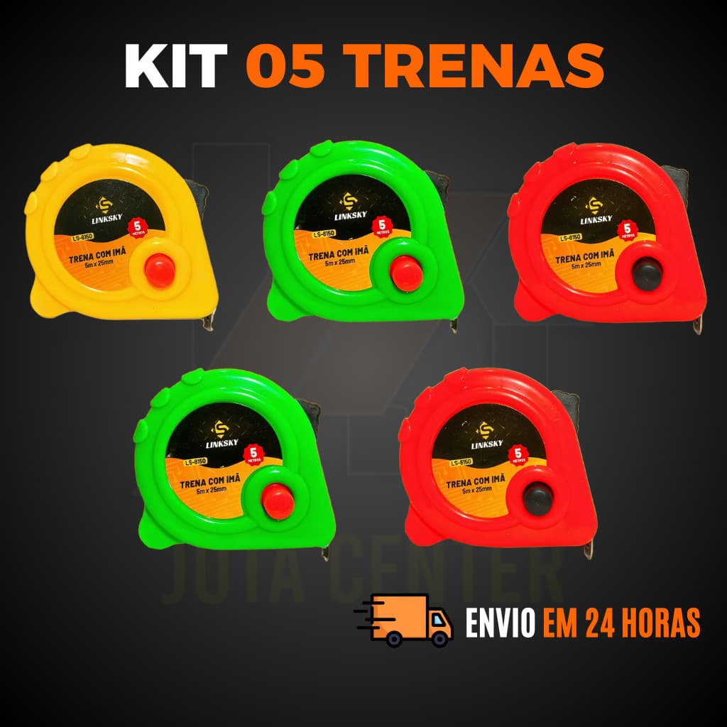 Kit Trena Métrica 5 Metros Profissional Com Trava Fita de Aço