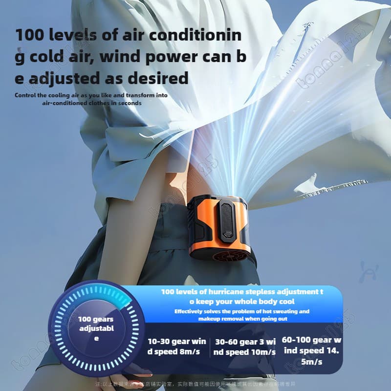 Mini Ventilador de Cintura com Carregamento USB, 3 Velocidade Air Cooler, Pendurado, Pescoço Arrefecimento, Lâmpada