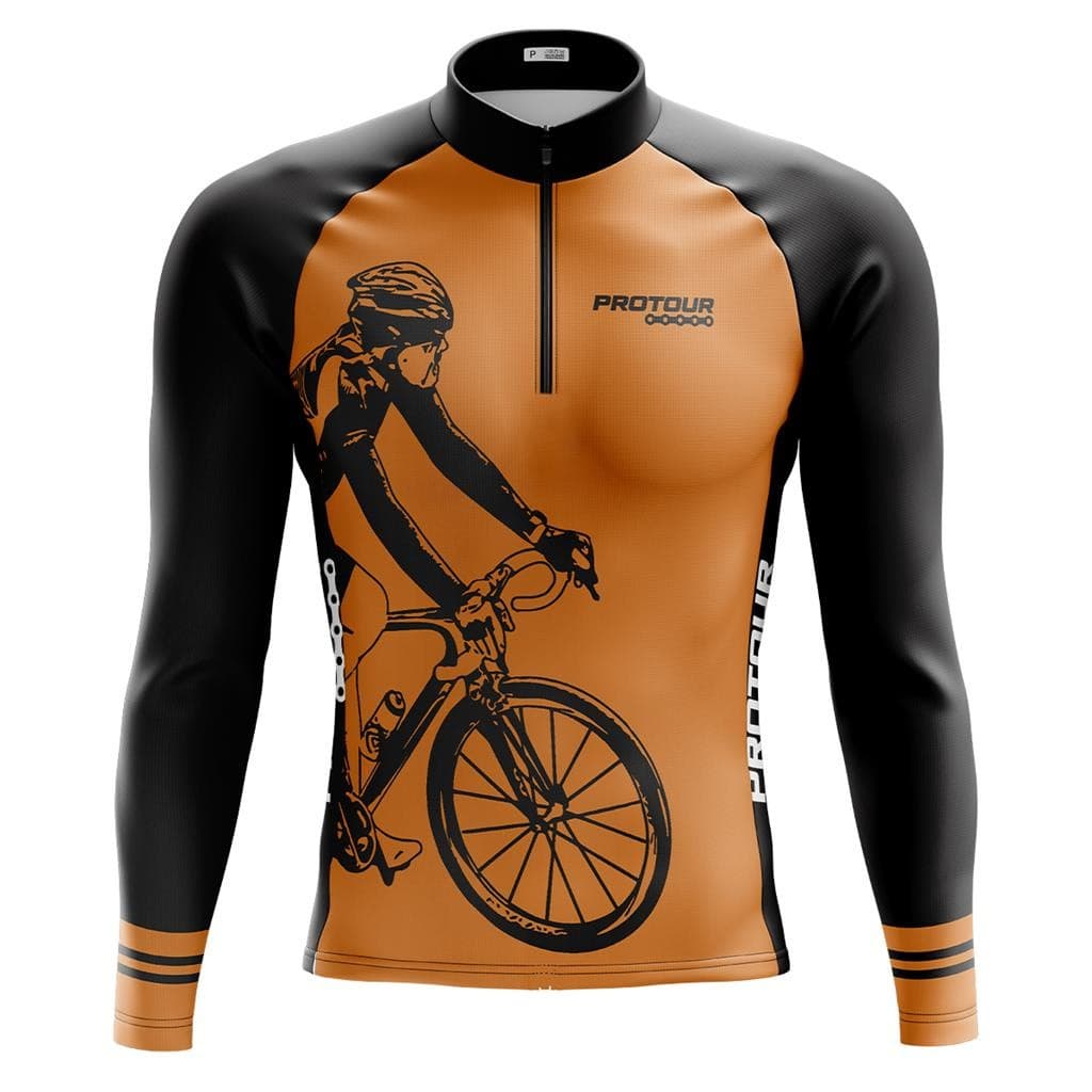 Camisa Ciclismo Camiseta Ciclista Roupa de Ciclismo Masculina Manga Longa Masculina Pro Tour Laranja DRY FIT