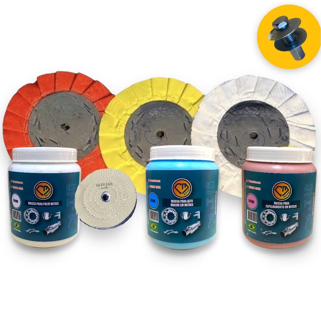 Kit 227 - Discos E Massas Liquida Polir Baús Rodas Tanque 20CM