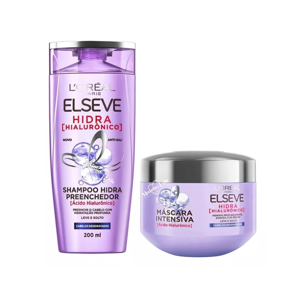 Kit Shampoo 200ml  e Máscara de Hidratação Elseve Hidra Hialurônico