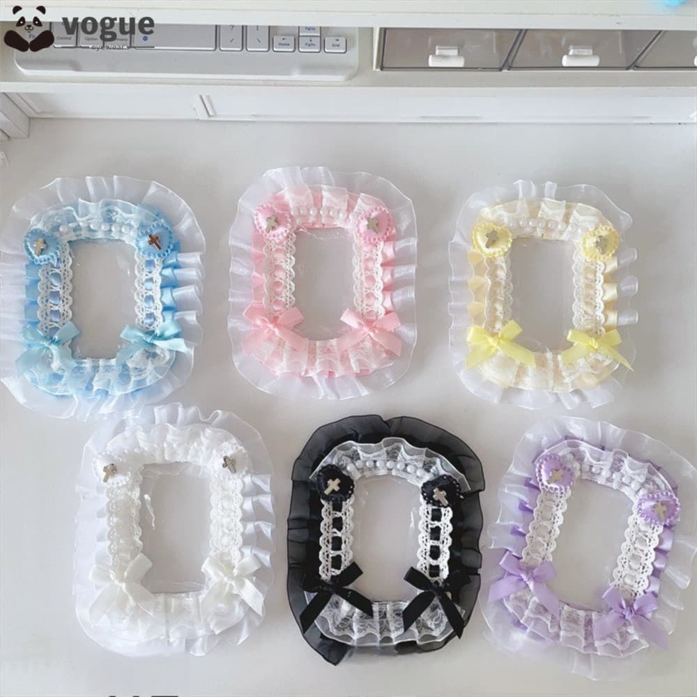 Cartão Fotográfico De Renda VOGUEEE , Porta-Cartões De Pelúcia Lolita DIY , Protetor De Foto Feito À Mão Com Exibição De