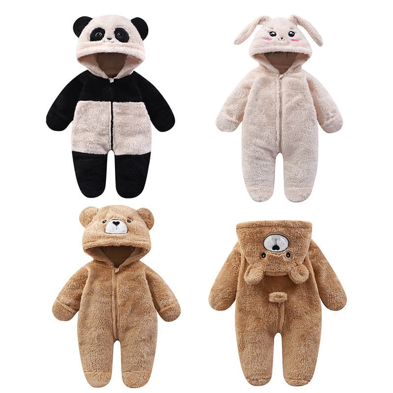 Bebê Casa De Uma Peça Outono E Inverno Bonito Dos Desenhos Animados Panda Coelho Urso Macacão Passeio Roupas De Pelúcia
