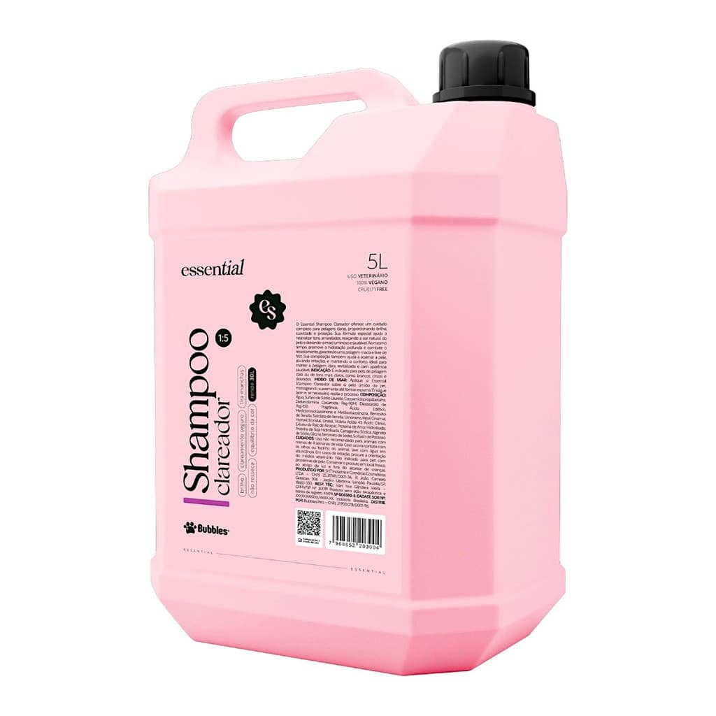 Shampoo Clareador Pet Essential Bubbles 5L Banho e Tosa