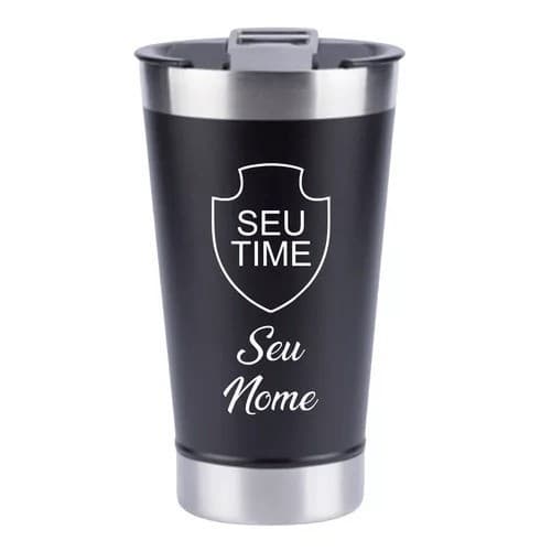 Copo Inox térmico Gravado a laser personalizado 473 ML com Tampa e abridor