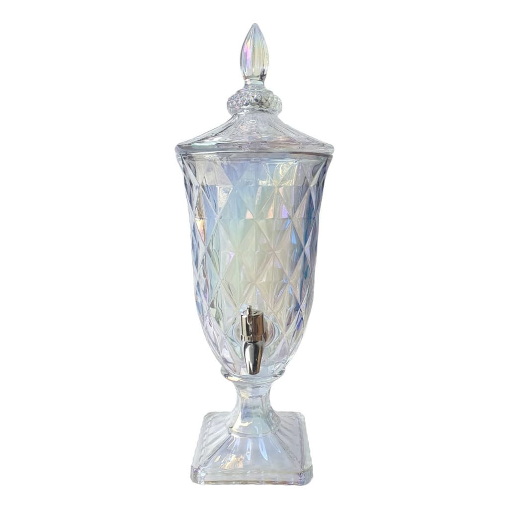Suqueira de Vidro 2 Litros Dispenser Diamond Furta Cor - Com Torneira para Suco Água e Festas