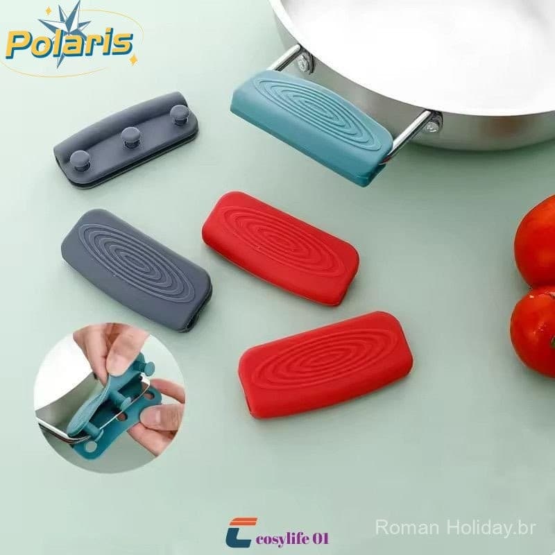 1 Par De Suporte De Alça De Silicone Para Panela, Capa De Alça Para Panela Quente, Proteção Contra Queimaduras Nos