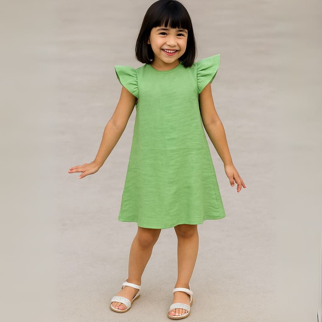 Vestido Infantil Feminino em Viscose com Mangas Franzidas | Moda Menina | Casual | Festa