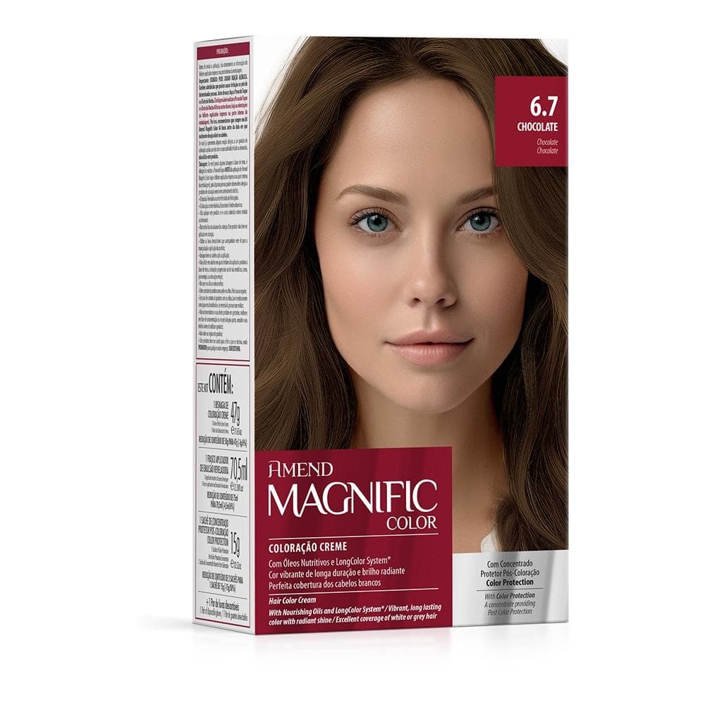 Kit Coloração Tintura Capilar Creme 6.7 Chocolate Amend