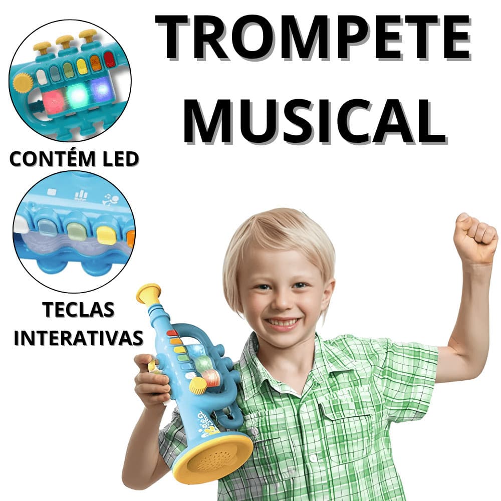 Trompete Infantil Brinquedo Instrumento Musical Para Bebê Instrumentos Musicais Infantis Educativo