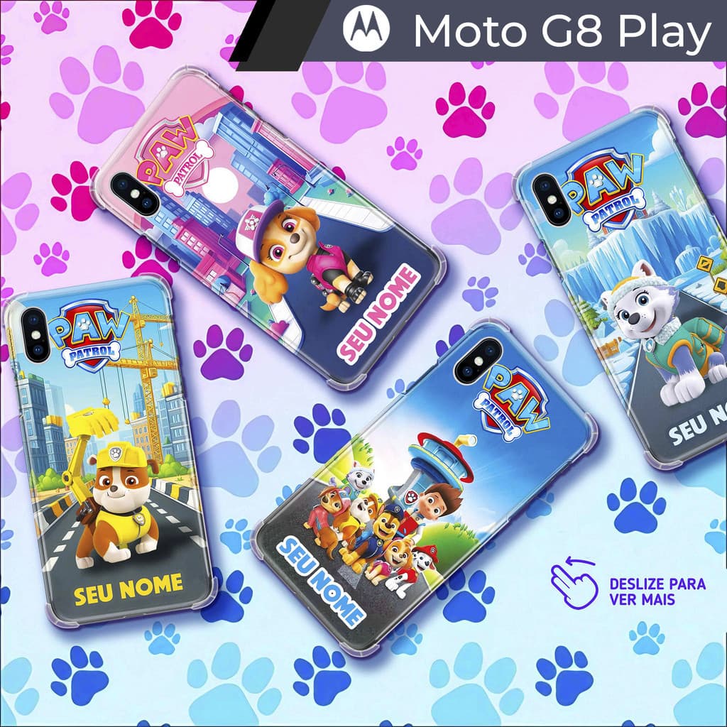 Capa Capinha - Motorola Moto G8 Play - Patrulha Canina Personalizada com Nome