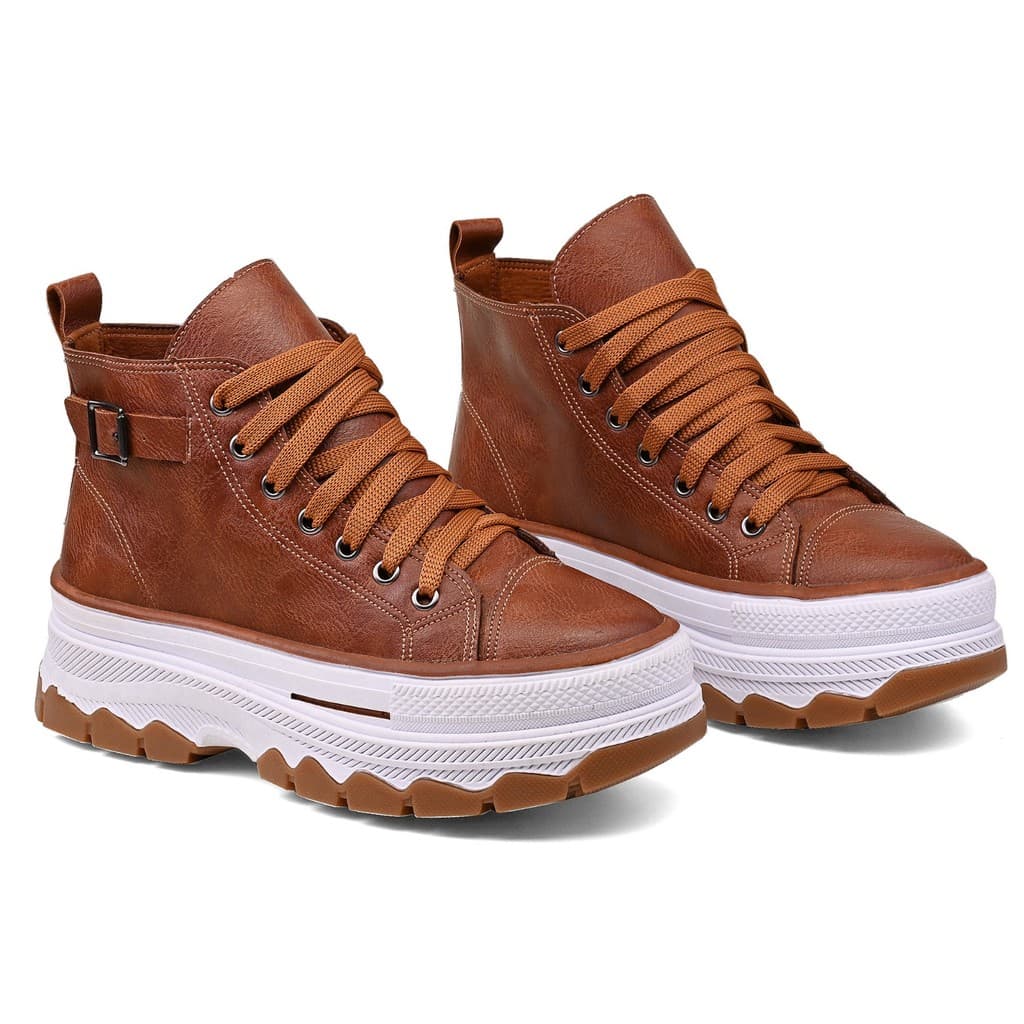 Tênis Plataforma Cano Alto Bota Para Meninas