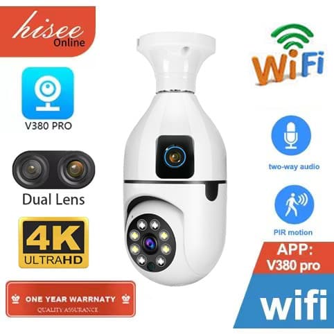 Dupla-lentes Câmera Segurança 8MP 4K HD Wifi Lâmpada Visão Noturna 360 Câmera V380 pro YOOSEE