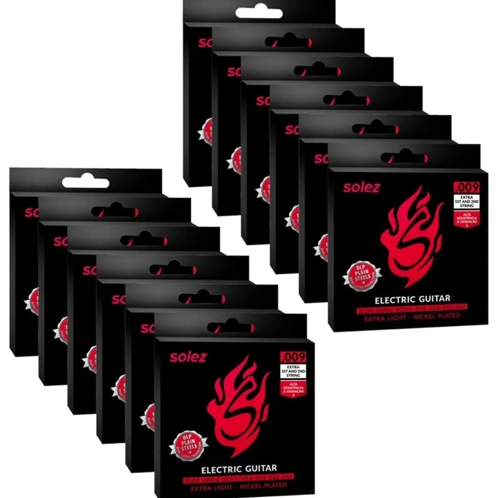KIT ENCORDOAMENTO GUITARRA SOLEZ SLG9 DLP 0.009 - 12 UNIDADES