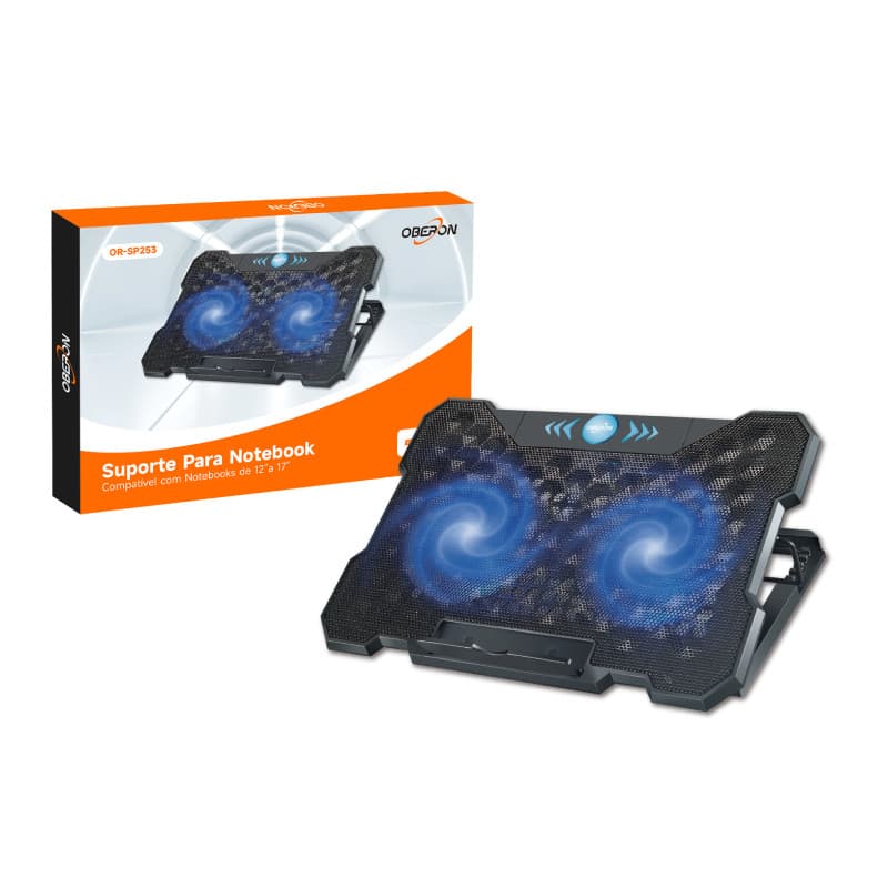 Base Notebook Cooler 2 Ventoinhas USB Suporte Oberon OR-SP253