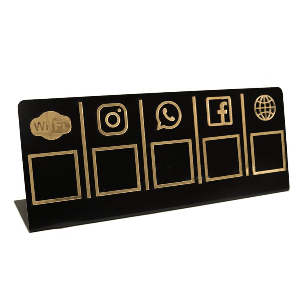 Display  Mesa Qrcode Pix, WhatsApp, Insta, Facebook 35x15
