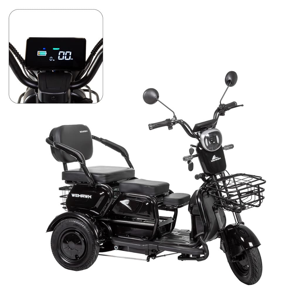 Triciclo Elétrico 800W para 3 Lugares Bateria de Lítio Autonomia de 50km Sem CNH WeHawk Multi 3
