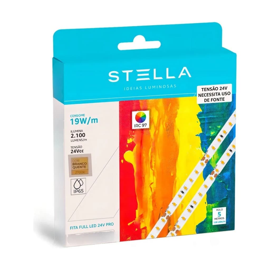 FITA FULL STELLA LED PRO 24V 2700K 19W/M IRC 97 10MM IP65 5 METROS STL22846/27