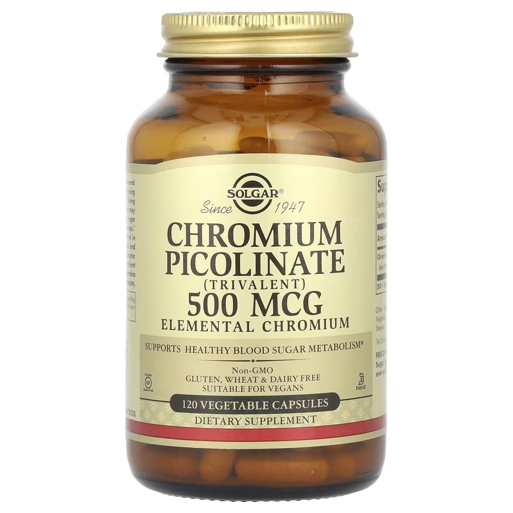 Picolinato De Cromo 500 Mcg 120 Cápsulas Vegetais Solgar