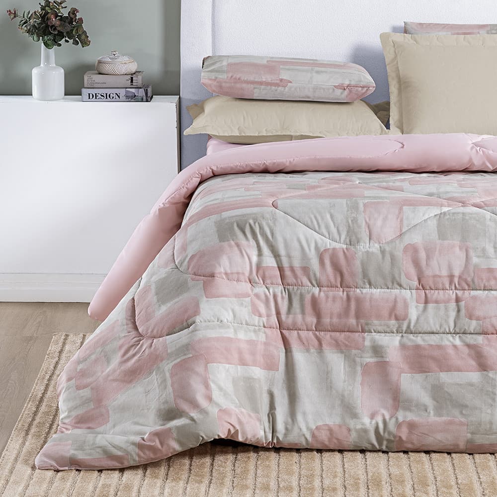 Edredom Dupla Face - Super King/King Size/Queen - Em Tecido Percale 80% Algodão - Estampado Cotton