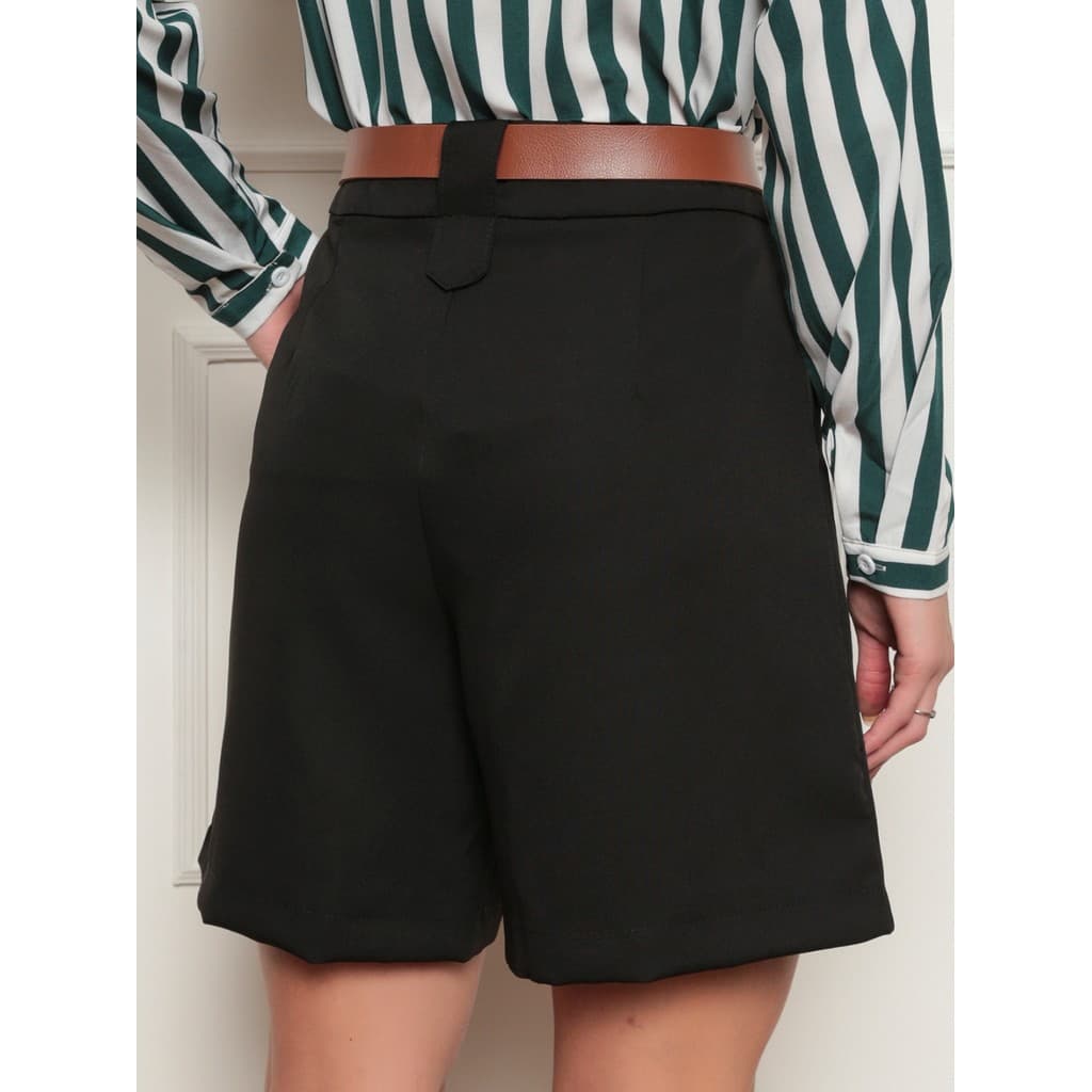 Shorts de Alfaiataria Elegante com Cinto para Senhora - Ideal para Dia a Dia, Trabalho, Lazer e Passeios
