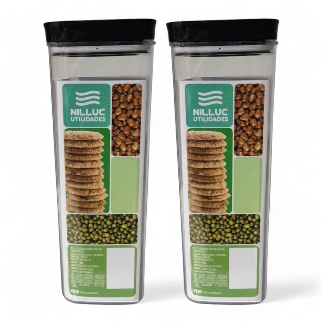 Kit 2 Potes Herméticos Acrílico Resistente 2200L Cozinha