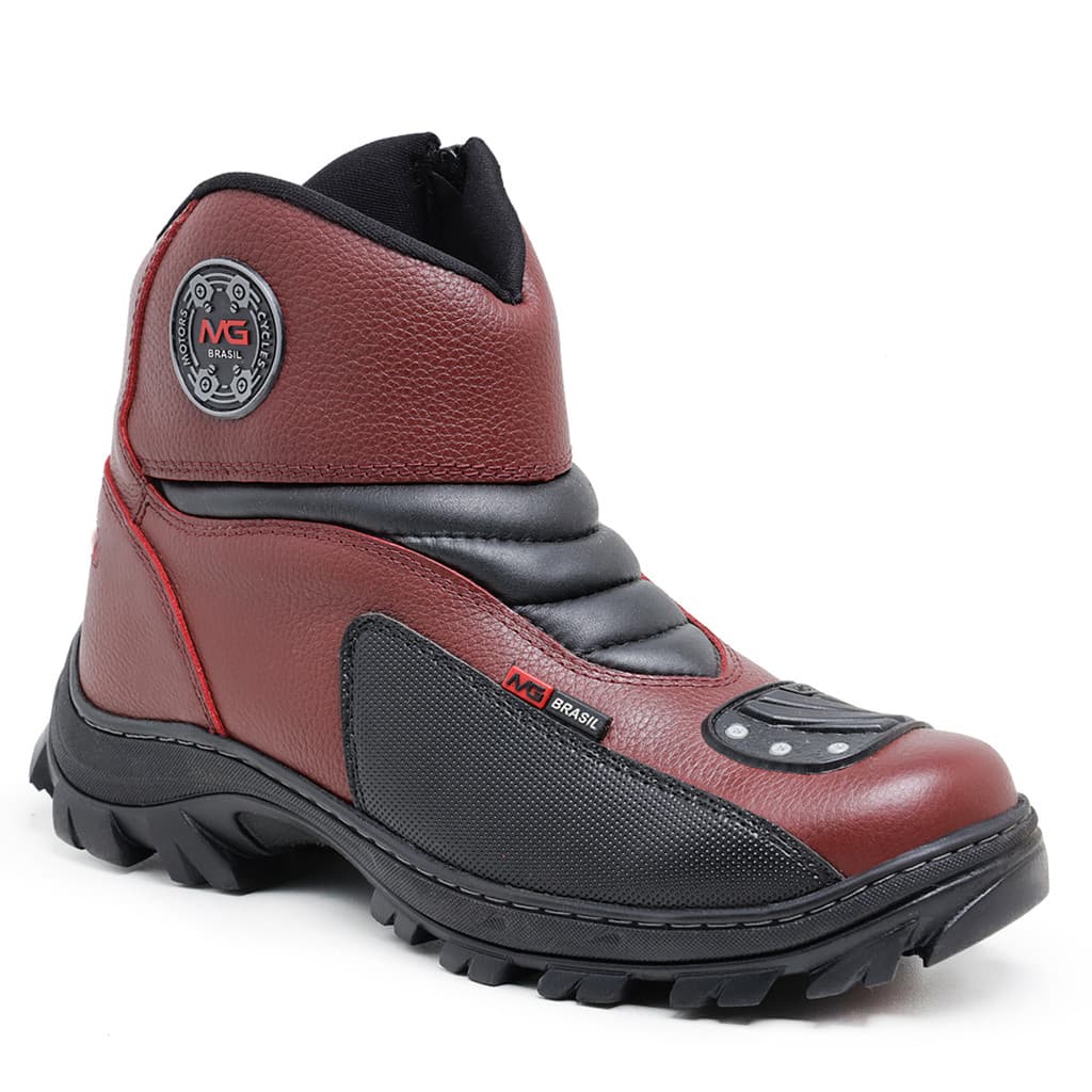 Bota Masculina Motociclista Couro Zíper Lateral Palmilha Gel