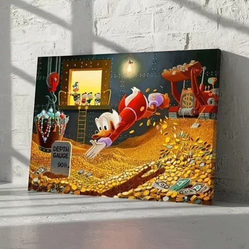 Quadro Tio Patinhas No Cofre Borda Infinita